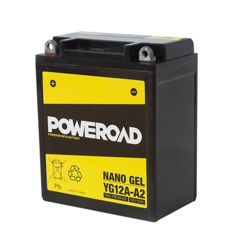 POWEROAD Nano Gel Motorcycle Battery – YG12A-A2 (fits YG12A-A2,12N12A-4A1,YB12A-A B)