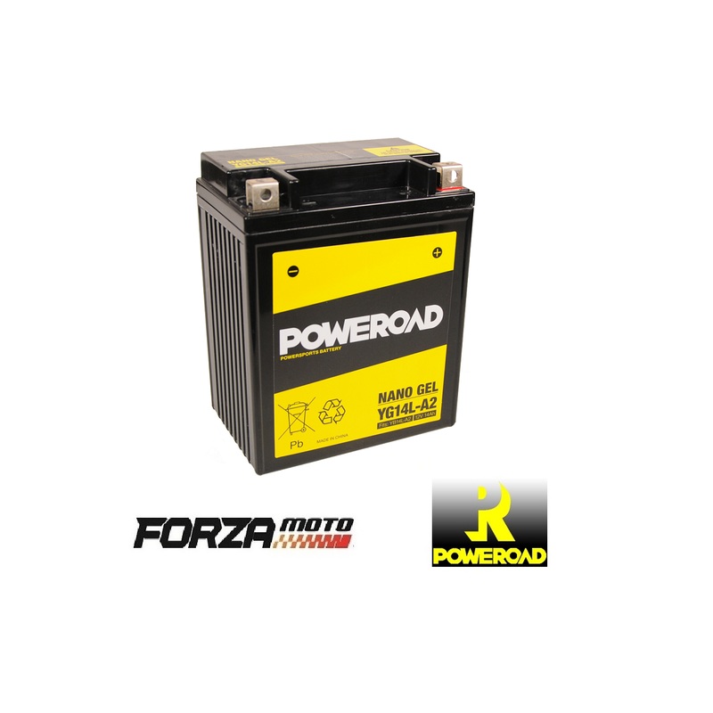 POWEROAD Nano Gel Motorcycle Battery – YG14L-A2 (fits YTX14AHLBS,YB14L-A2)