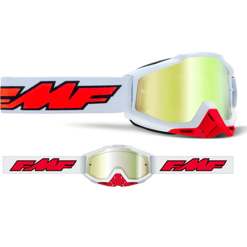 FMF PowerBomb Adult MX Goggle with GOLD Mirror Lens