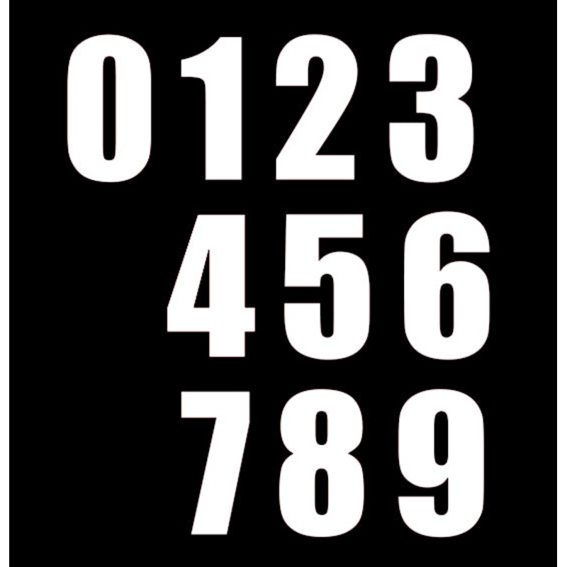 Racing Number Stickers – White  (comes with 3 stickers)