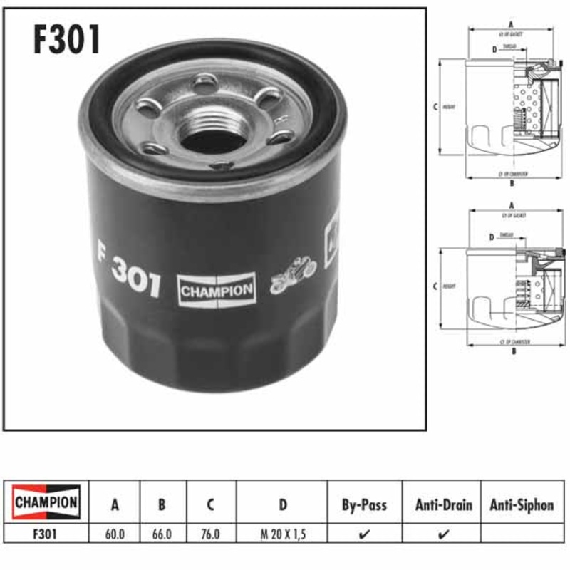 Champion Oil Filter – HF191 TRUI