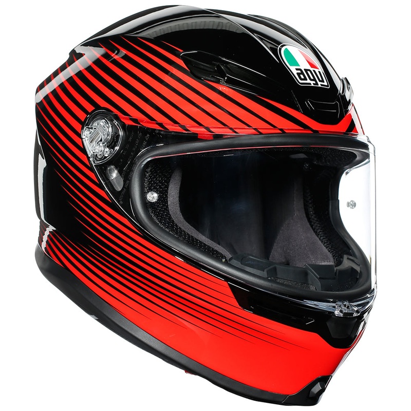 AGV K6 RUSH Road Helmet|Black/Red|XS 53-54cm|S 55-56cm|MS 57-58cm|ML 59-60cm|L 60-61cm|XL 61-62cm|XXL 63-64cm