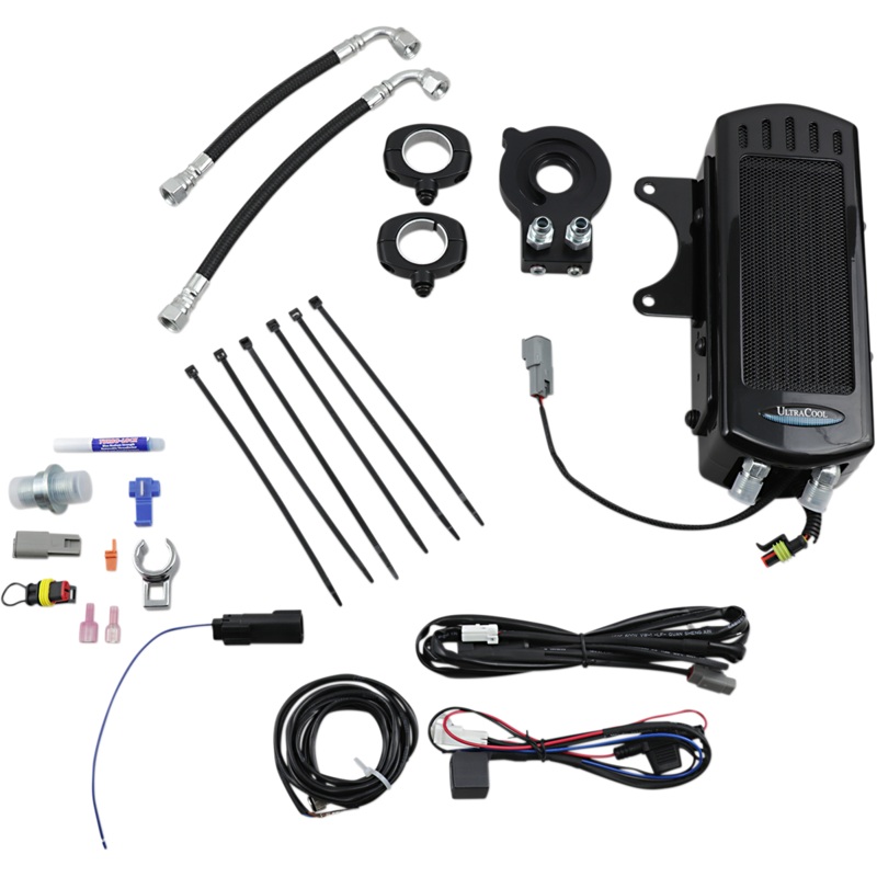 ULTRACOOL Oil Cooler Kit – Black – Frame Mount – M8 Oil Cooled 3.0 Side Frame Mount Oil Cooler with Fan Kit for Milwaukee 8 FLH