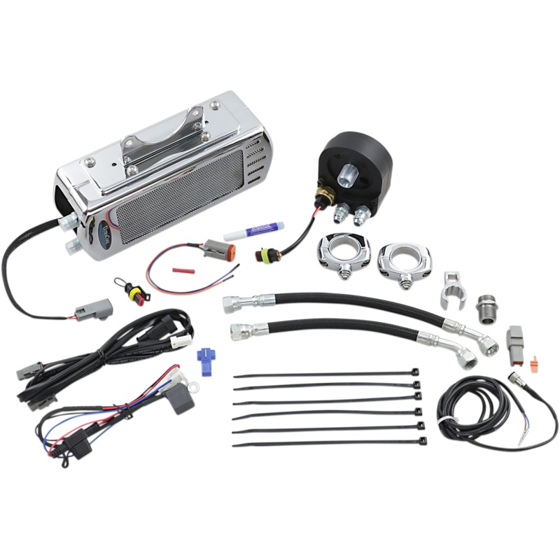 ULTRACOOL Oil Cooler Kit – Chrome – Side Mount – FLH 3.0 Side Mount Oil Cooler with Fan Kit for FLH