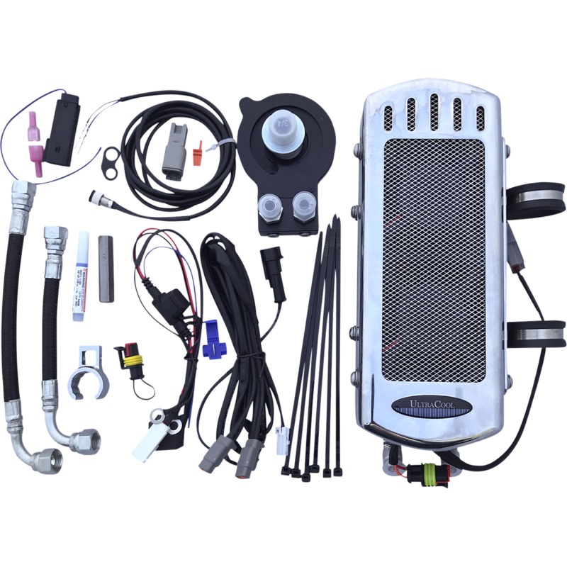 ULTRACOOL Oil Cooler Kit – Chrome – Side Mount – Softail 18+ 3.0 Side Mount Oil Cooler with Fan Kit for Softail Milwaukee 8