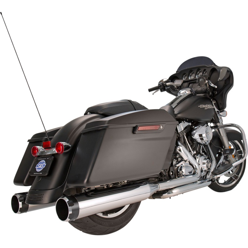 S&S CYCLE 4.5 Mufflers – Chrome with Black Thruster MK45 Slip-On Mufflers