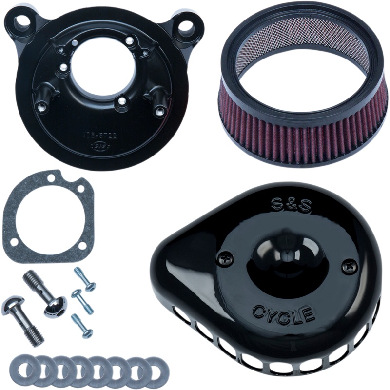 S&S CYCLE Air Cleaner Black Mounted 01-17Twin Cam Mini Teardrop Stealth Air Cleaner Kit