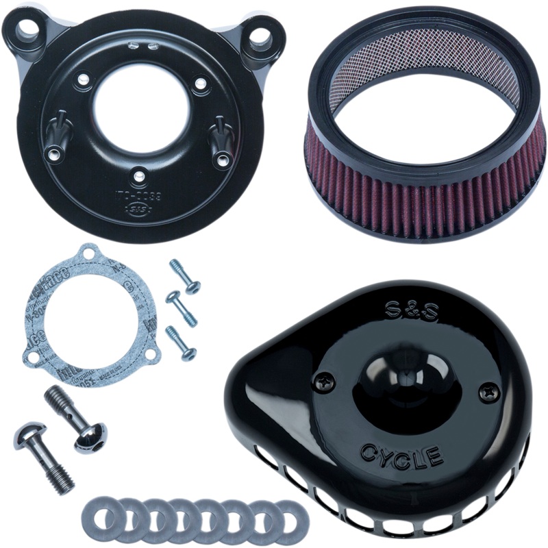 S&S CYCLE Air Cleaner Black Mounted Throttle By Wire – 16 Mini Teardrop Stealth Air Cleaner Kit