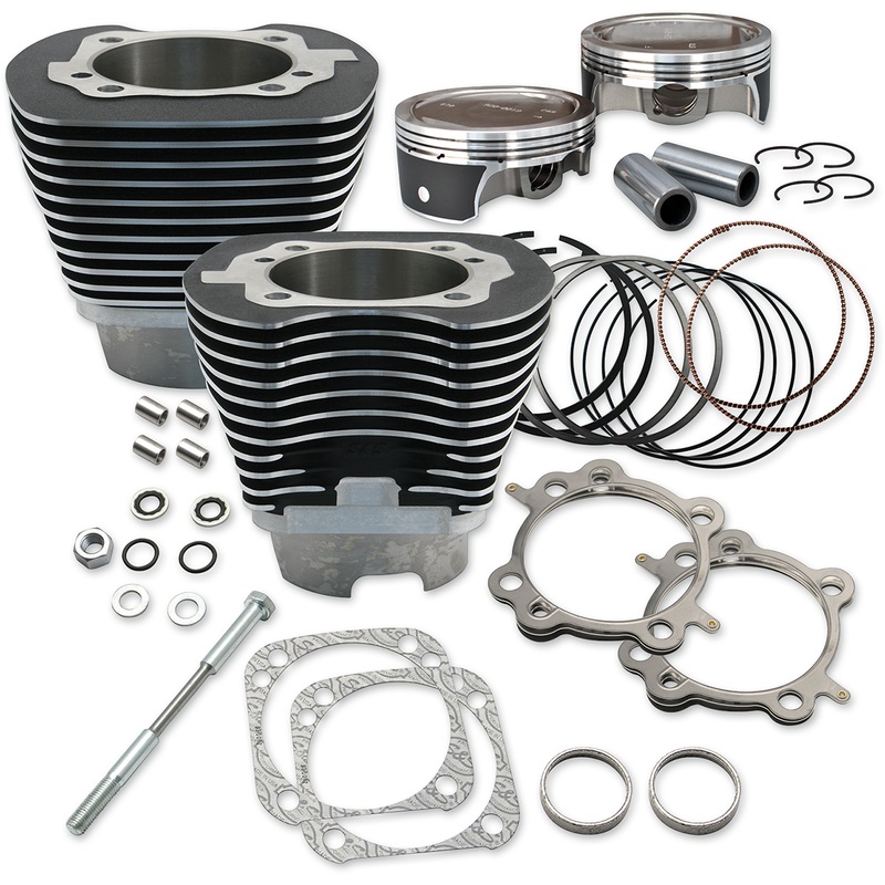 S&S CYCLE Cylinders with Pistons – Black 4-1/8 Bore Cylinders with Piston Kit