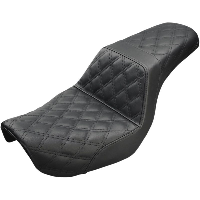 SADDLEMEN Step Up Seat – Lattice Stitched – Black – Dyna Step Up Seat  Lattice Stitched