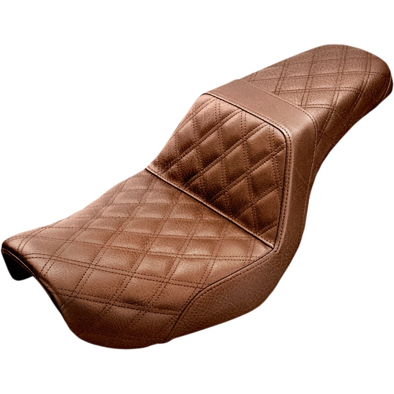 SADDLEMEN Step Up Seat – Lattice Stitched – Brown – Dyna Step Up Seat  Lattice Stitched