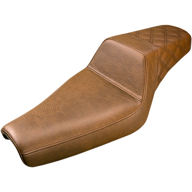 SADDLEMEN Step Up Seat – Rear Lattice Stitched – Brown – XL  with 3.3 Gallon Tanks Step Up Seat  Rear Lattice Stitch