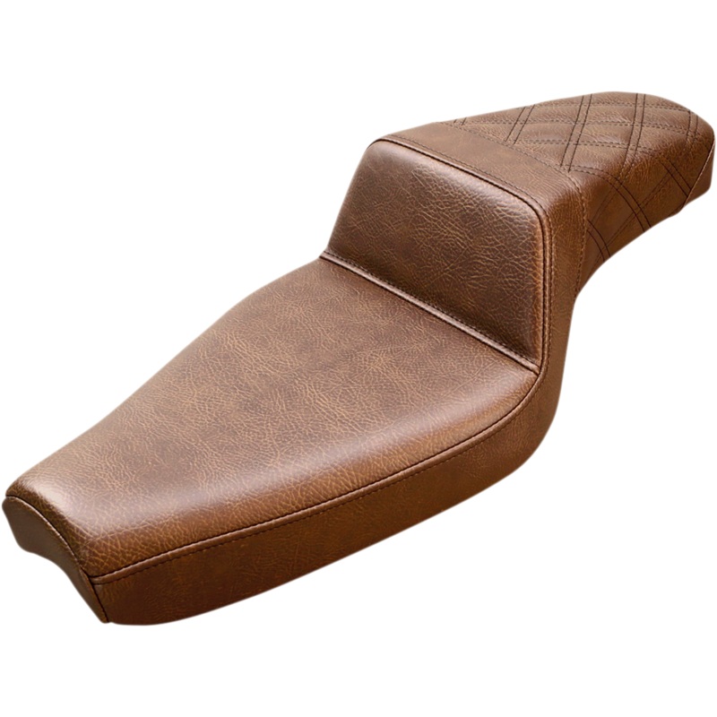 SADDLEMEN Step Up Seat – Rear Lattice Stitched – Brown – XL  with 4.5 Gallon Tanks Step Up Seat  Rear Lattice Stitch