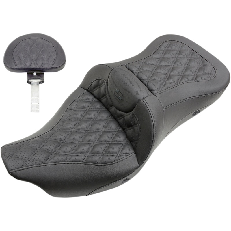 SADDLEMEN Heated Lattice Stitched Road Sofa Seat – With Backrest LS Heated Roadsofa Seat