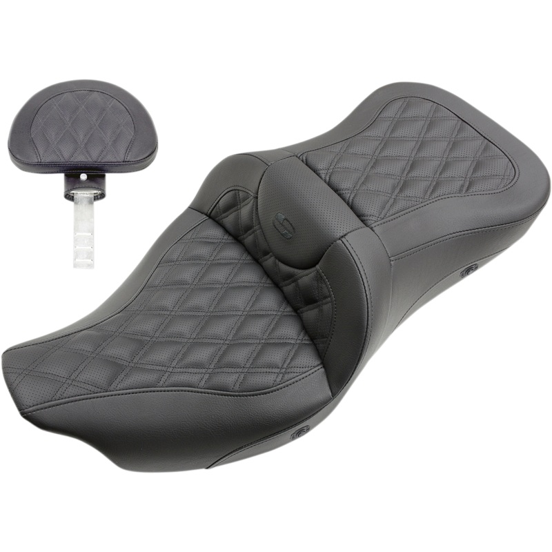 SADDLEMEN Roadsofa Seat – Heated – Lattice Stitched – Backrest Roadsofa Trike Seat