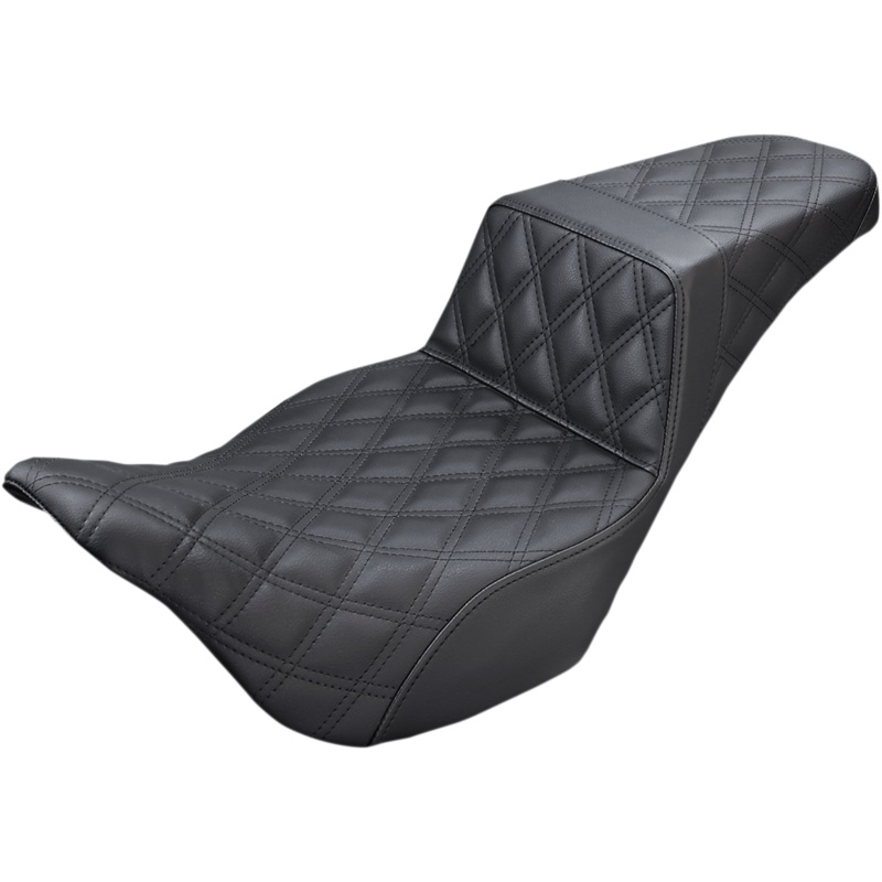 SADDLEMEN Step Up Seat – Lattice Stitched – Black – FLH Step Up Seat  Lattice Stitched