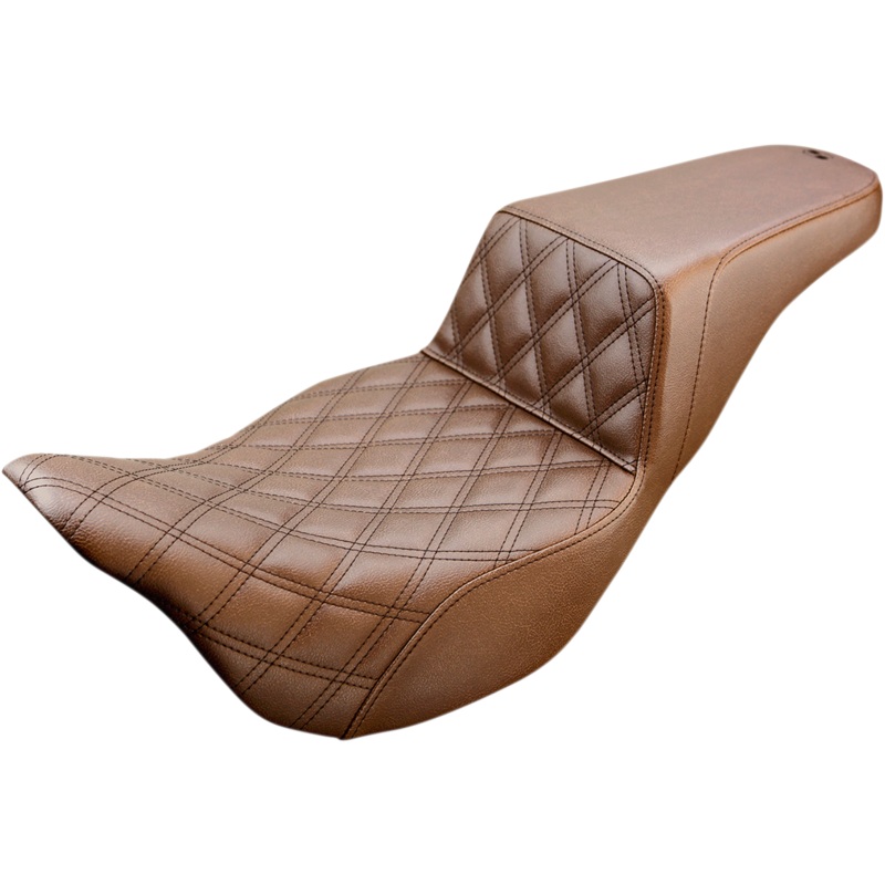 SADDLEMEN Step Up Seat – Lattice Stitched – Brown – FLH Step Up Seat  Front Lattice Stitch