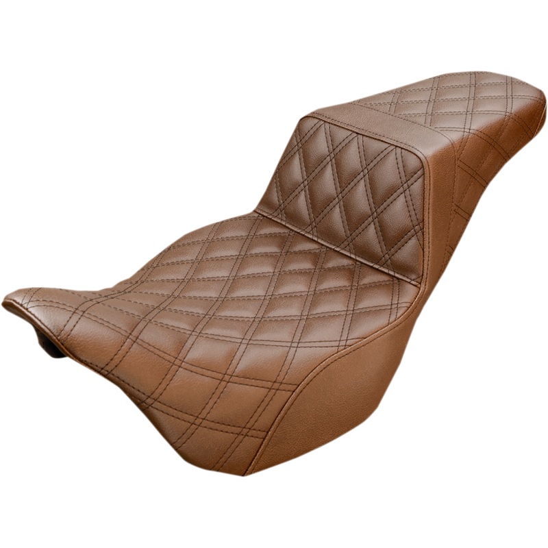 SADDLEMEN Step Up Seat – Lattice Stitched – Brown – FLH Step Up Seat  Lattice Stitched