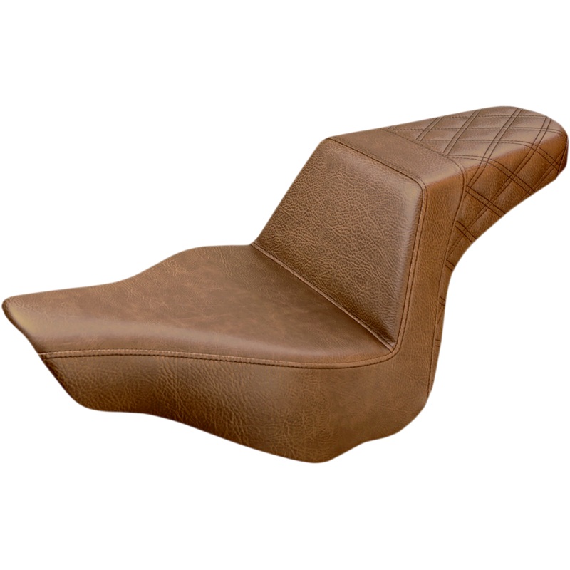 SADDLEMEN Step Up Seat – Passenger Lattice Stitched – Brown – FXSB Step Up Seat  Rear Lattice Stitch