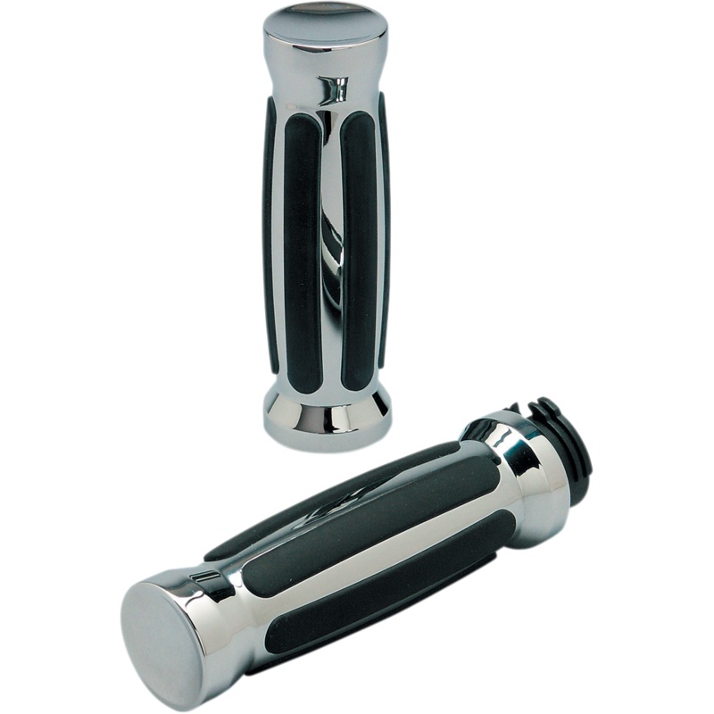 PRO-ONE PERF.MFG. Chrome Straight Rubber Grips for Cable Custom Straight Rubber Grips