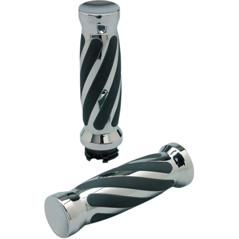 PRO-ONE PERF.MFG. Chrome Twisted Rubber Grips for Cable Custom Twisted Rubber Grips
