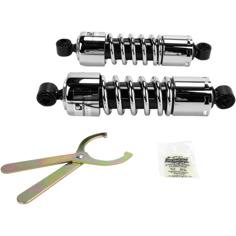 PROGRESSIVE SUSPENSION 412 Series Shock – 11 – Standard – Chrome – Dyna 412 Series Shocks  Chrome/Black