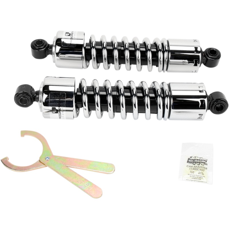 PROGRESSIVE SUSPENSION 412 Series Shock – 12.5 – Standard – Chrome – Dyna 412 Series Shocks  Chrome