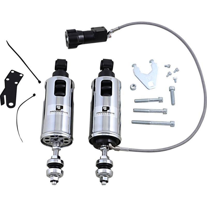 PROGRESSIVE SUSPENSION 422 Series Shocks with Rap – Chrome – Standard 422 Series Shocks with Remote Adjustable Preload