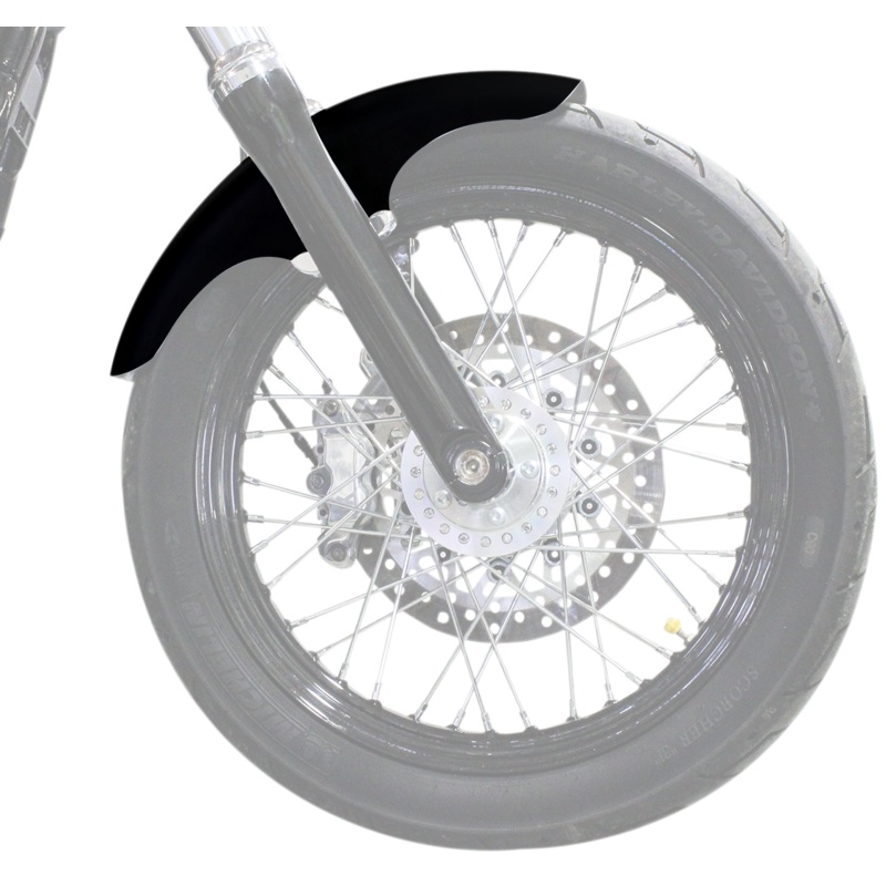 KLOCK WERKS Top Hat Fender Kit – w/ Satin Blocks – Steel – 19 Hugger Front Fender with Mounting Blocks for Softail/Dyna