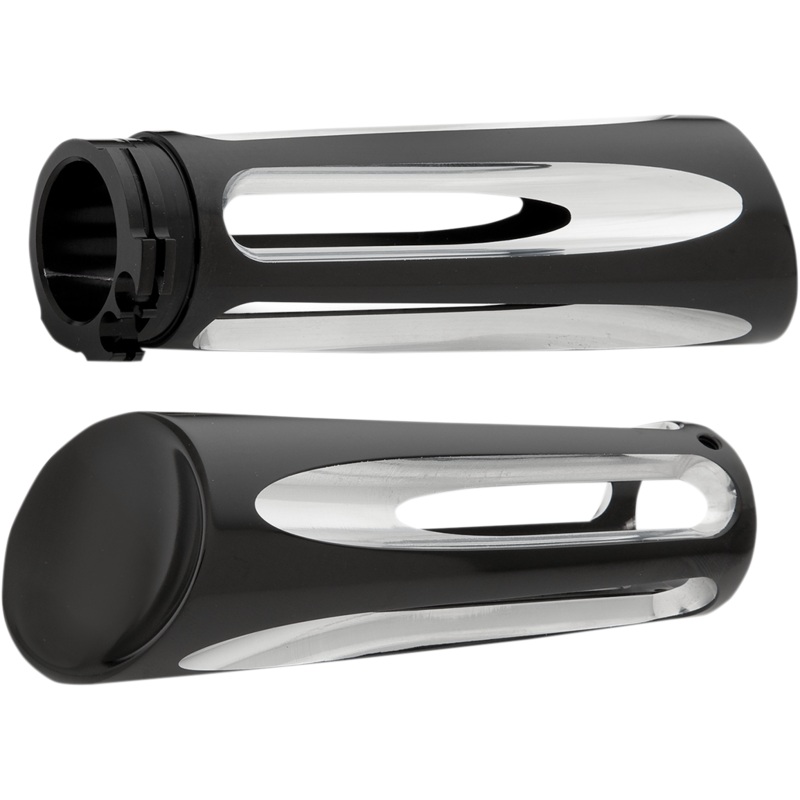 ARLEN NESS Black Deep Cut Billet Grips Ness-Tech Deep Cut Billet Grips