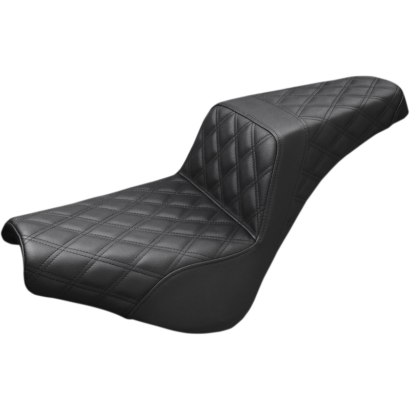 SADDLEMEN Step Up Seat – Tuck and Roll – Black – FLHR/FLHX Step Up Seat  Tuck and Roll