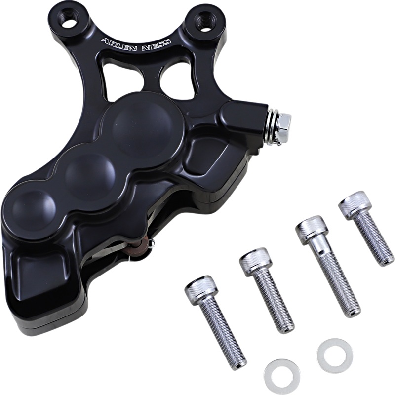 ARLEN NESS 6-Piston Caliper – Front Left – Black – 14 Ness Tech Six-Piston Differential Bore Caliper