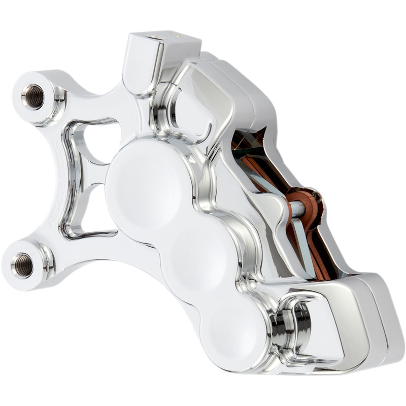 ARLEN NESS 6-Piston Caliper – Front Left – Chrome – 14 Ness Tech Six-Piston Differential Bore Caliper