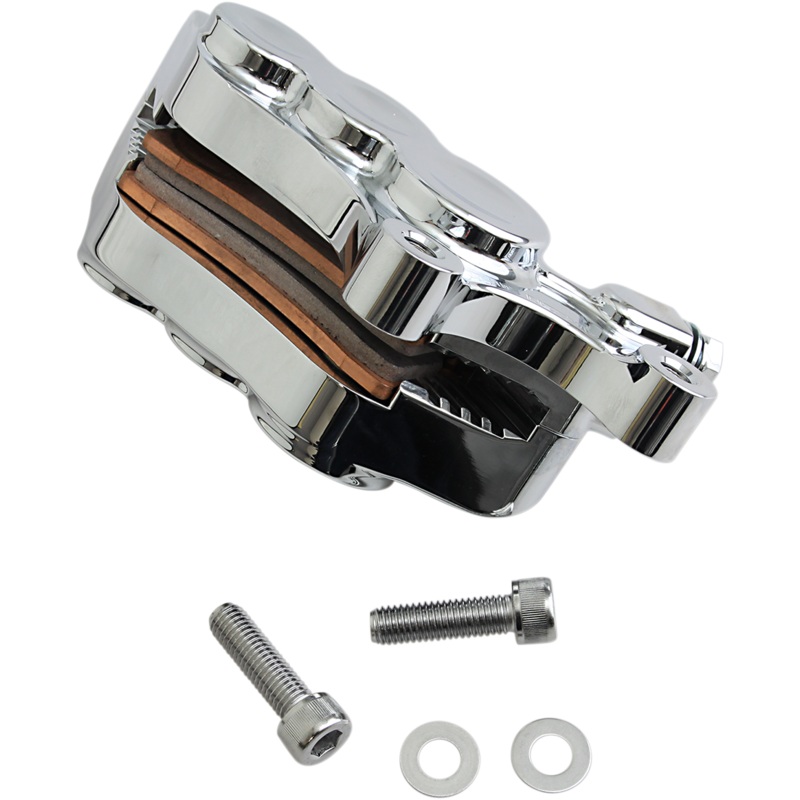 ARLEN NESS 6-Piston Caliper – Front Right – Chrome – 11.8 Ness Tech Six-Piston Differential Bore Caliper