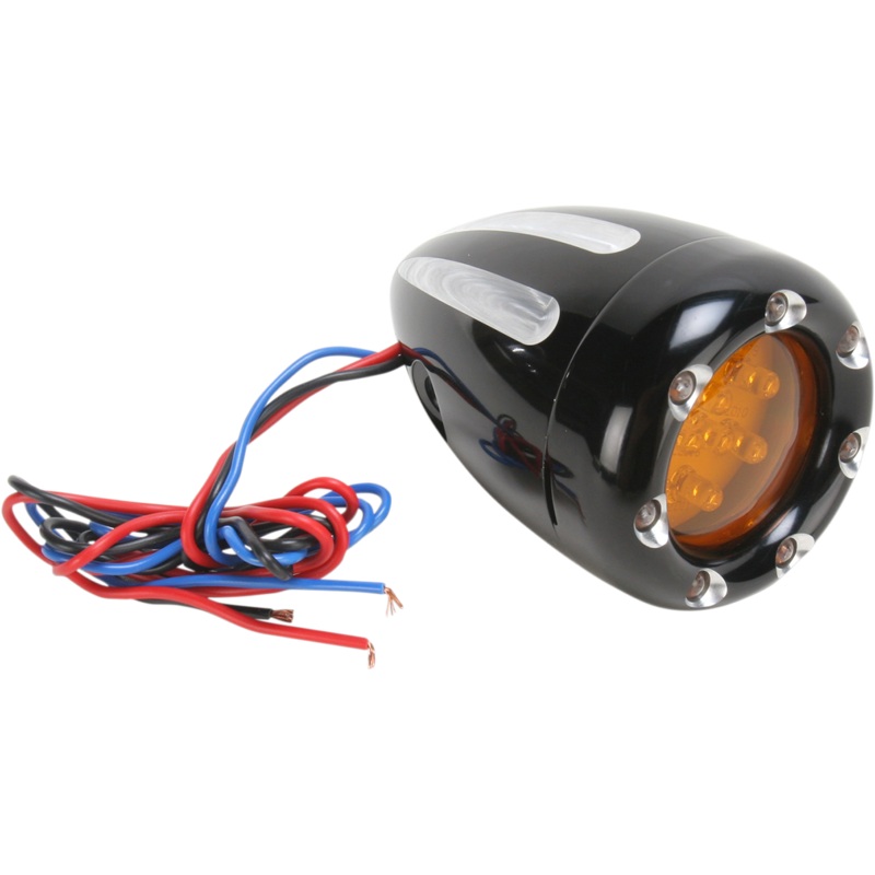 ARLEN NESS LED Deep Cut Signals – Black/Amber – White Ring Deep Cut Factory Style Turn Signals W/ LED Fire Ring