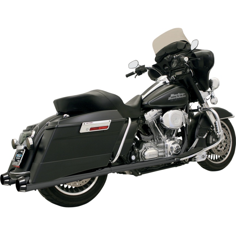 BASSANI XHAUST Megaphone Mufflers – Blk/Blk – Fluted – Performance Baffle Megaphone Slip-On Mufflers