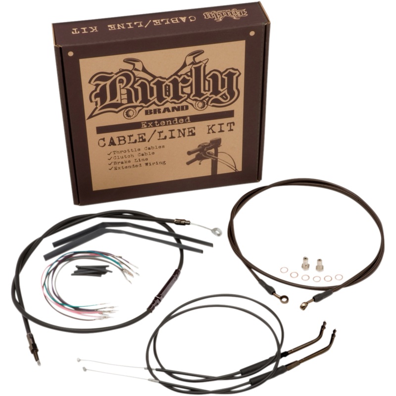 BURLY BRAND Control Kit for 12 Ape Hanger Handlebars w/ ABS Complete Black Vinyl Handlebar Cable/Brake Line Kit for Ape Hanger Handlebars