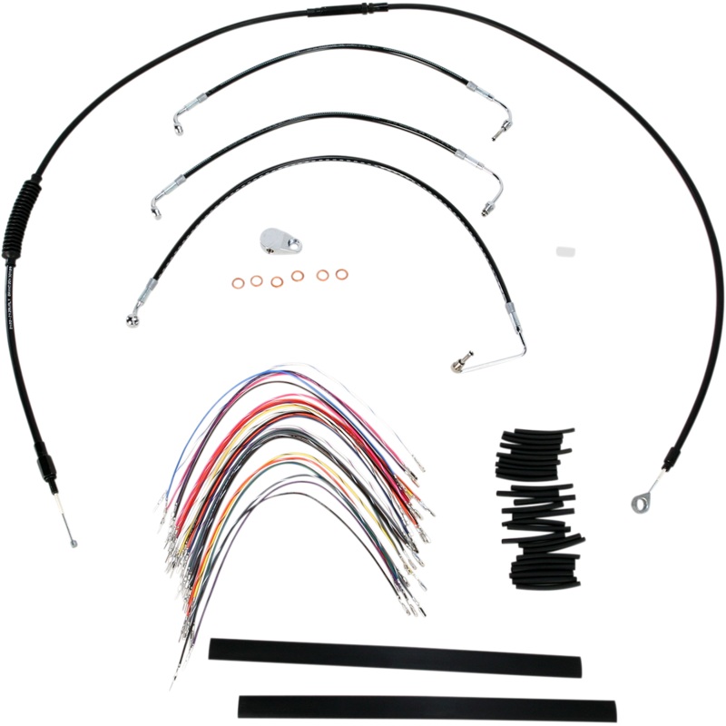 BURLY BRAND Control Kit for 13 Ape Hanger Handlebars Complete Black Vinyl Handlebar Cable/Brake Line Kit for Ape Hanger Handlebars