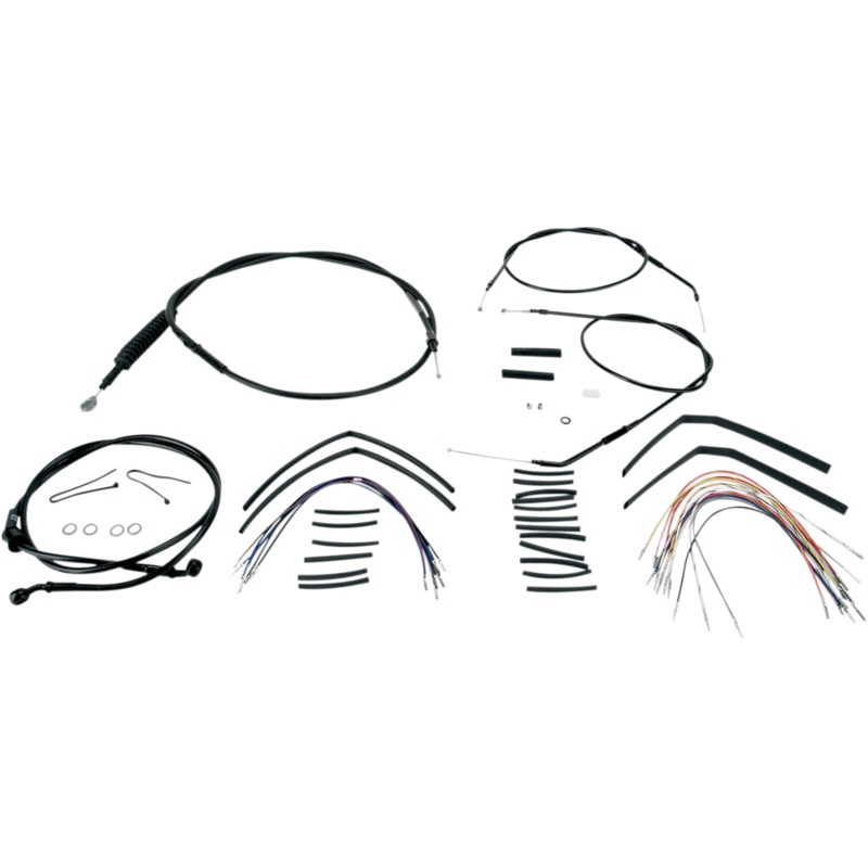 BURLY BRAND Control Kit for 14 Ape Hanger Handlebars Complete Black Vinyl Handlebar Cable/Brake Line Kit for Ape Hanger Handlebars