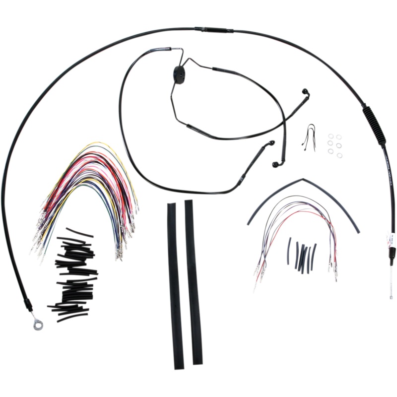 BURLY BRAND Control Kit for 15 Ape Hanger Handlebars w/o ABS Complete Black Vinyl Handlebar Cable/Brake Line Kit for Ape Hanger Handlebars