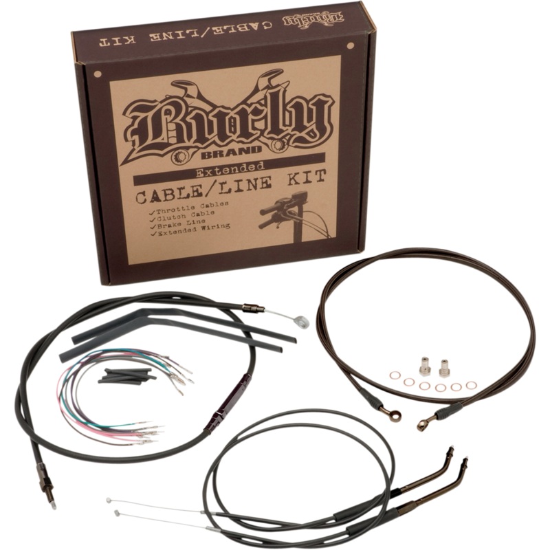 BURLY BRAND Control Kit for 18 Ape Hanger Handlebars Complete Black Vinyl Handlebar Cable/Brake Line Kit for Ape Hanger Handlebars