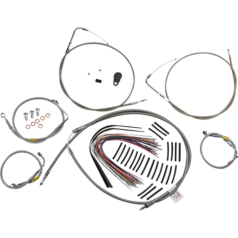 BURLY BRAND Stainless Control Kit for Early Touring Bikes with 15 Bagger Bar Handlebars Control Kit for Early Touring Bikes with Bagger Bar Handlebars