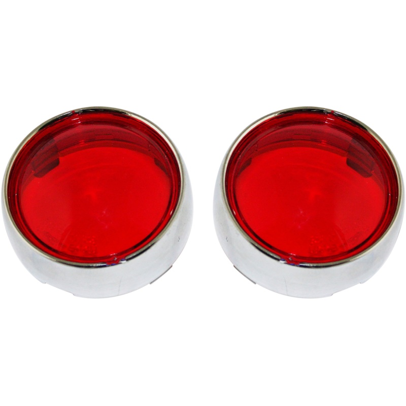 CUSTOM DYNAMICS Bullet Signal Lenses – Chrome/Red Bezel/Lenses for ProBEAM Bullet Turn Signals