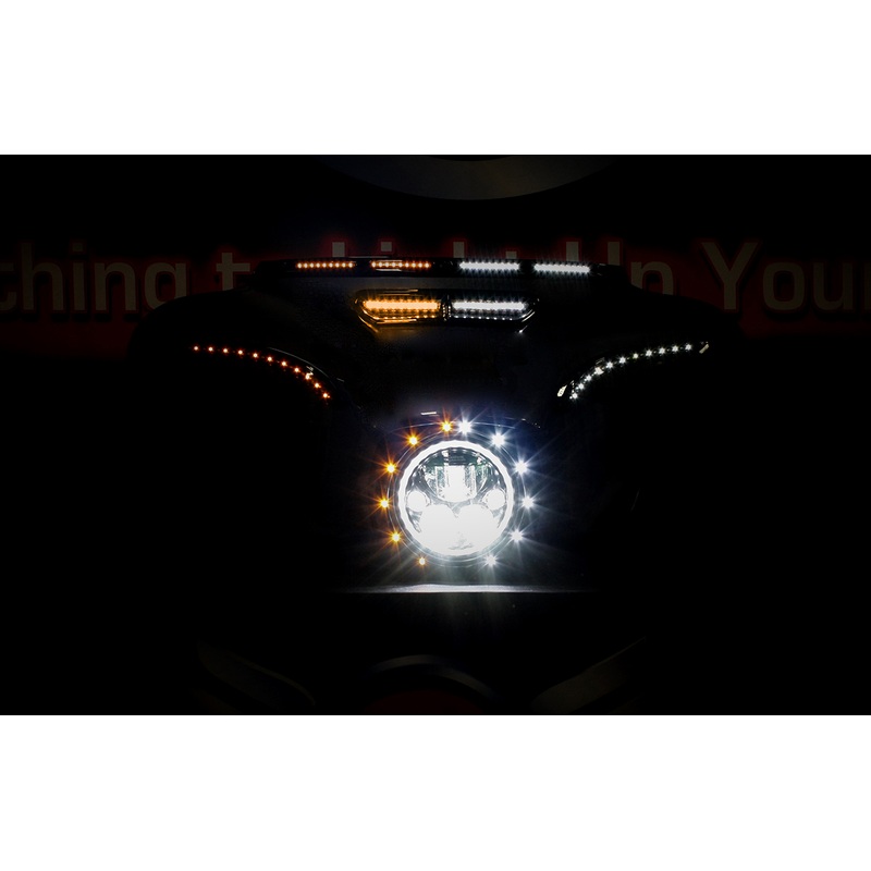 CUSTOM DYNAMICS Fairing Vent Trim – 14+FLH – White/Amber Turn Signals Batwing Vent Insert LED Light Kit