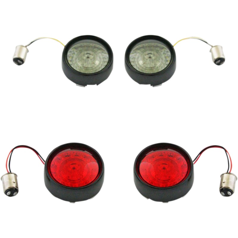 CUSTOM DYNAMICS Full Bullet Turn Signal Conversion Kit  – Black Complete Front & Rear Turn Signal Conversion Kit with Bullet Bezel Lenses