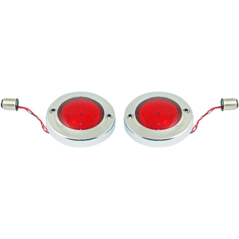 CUSTOM DYNAMICS LED Flat Turn Signals – 1156 – Chrome – Red Lens ProBEAM Flat Bezel Rear LED Turn Signals