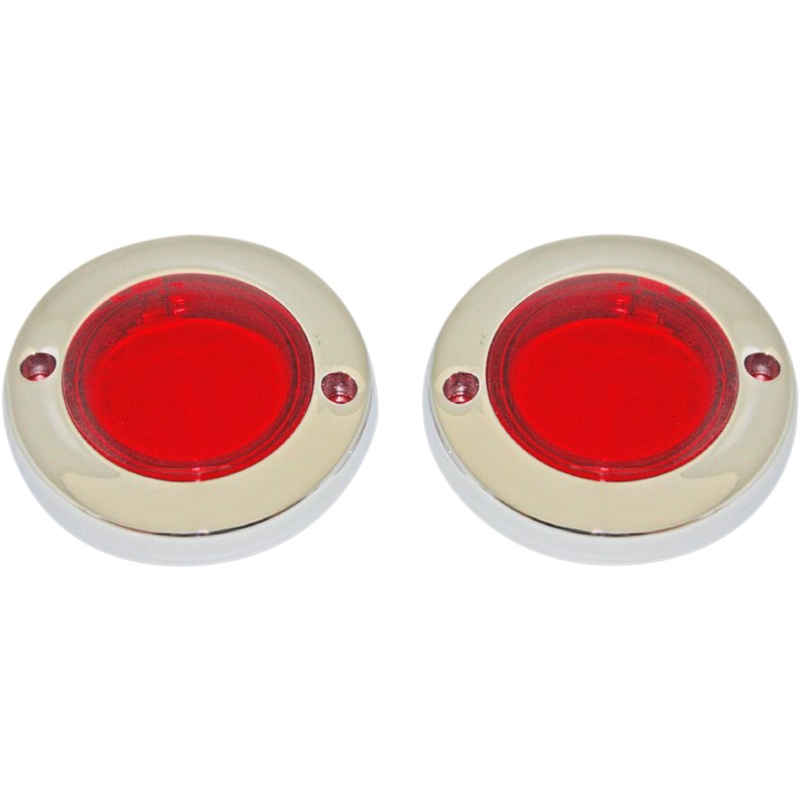CUSTOM DYNAMICS ProBEAM Flat Bezel Turn Signal Adapters – Chrome/Red ProBEAM Flat Bezel Turn Signal Adapters