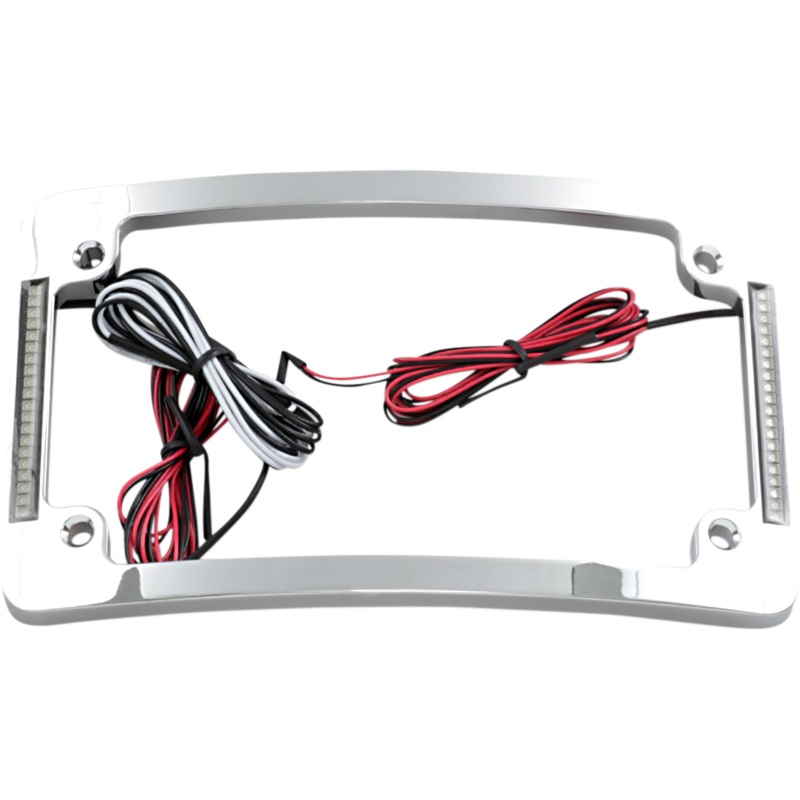 CUSTOM DYNAMICS Tri-Radius License Plate Frame w Flushmount LEDs – Chrome Tri-Radius License Plate Frame with Flushmount LEDs