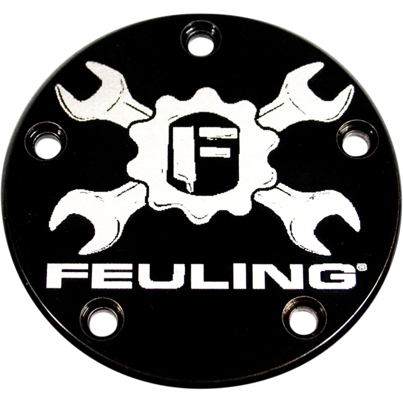 FEULING OIL PUMP CORP. Point Cover 5 Hole Black 99-17 Gear Cross Logo Points Cover
