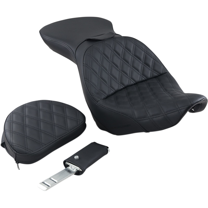 SADDLEMEN Explorer Seat – Lattice Stitched – Backrest – FXST Explorer Seat